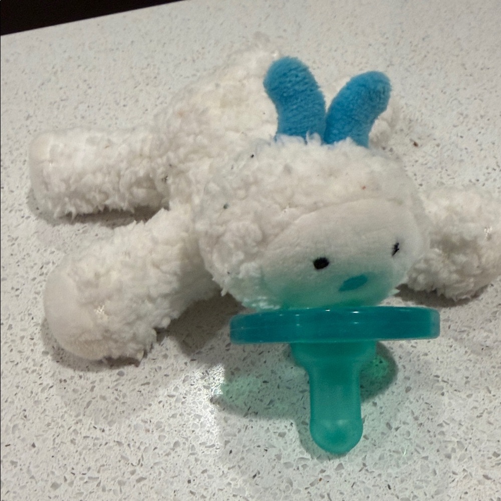 Plush little yeti WubbaNub white with Blue horns